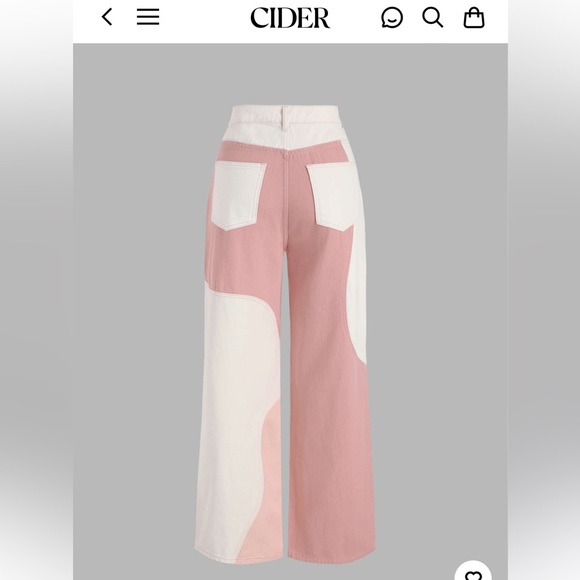 Cider Pink and White Color-Block Jeans XS gaucho jean - Picture 3 of 13